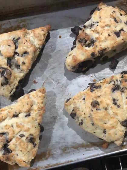 Chocolate chunk scones, hot out of the oven! Besides cakes, I also bake pies, breads, scones, and cookies. If you're craving something specific, just ask!