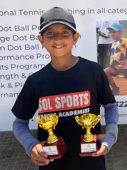 Back to back champion! Darsh Malhan continues his winning streak, dominating both the Boys U10 & U12 Singles titles at the Open Tennis Championships.