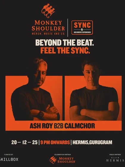 The poster for the Ash Roy B2B Calm Chor SYNC event in Gurugram.