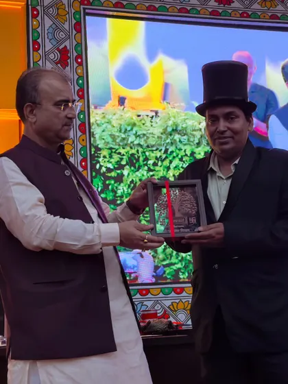 A close-up of the award I received at the Aarogya Parv. It’s a wonderful memento from a very special event.