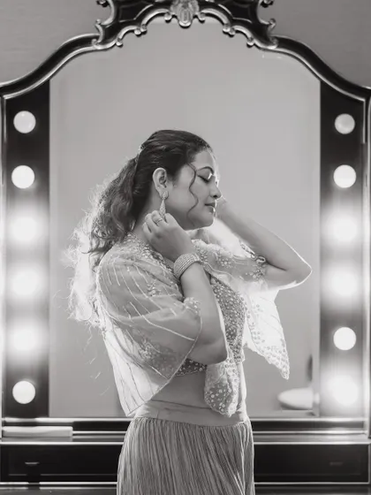 A beautiful black-and-white version of the getting-ready shot, highlighting the texture and light.