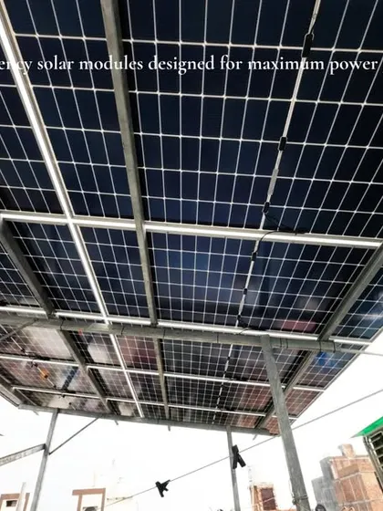 A view from beneath the high-efficiency solar modules at the hospital, showing the robust mounting structure that ensures stability and optimal sun exposure.