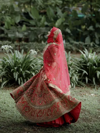 The perfect twirl. Capturing the movement and flow of a bride's lehenga is a great way to show the energy and happiness of the day.