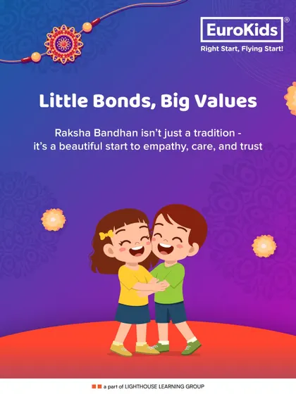 This graphic illustrates our belief that Raksha Bandhan teaches little bonds and big values. It's a beautiful start to learning about empathy, care, and trust among friends and siblings.