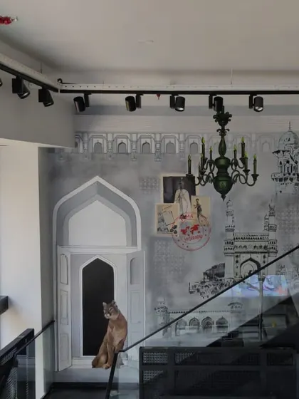 The completed mural for the Puma store in Himayatnagar, Hyderabad. The theme was 'Puma's tryst with the city of Nizams,' blending the brand's sporty vibe with local architectural heritage.