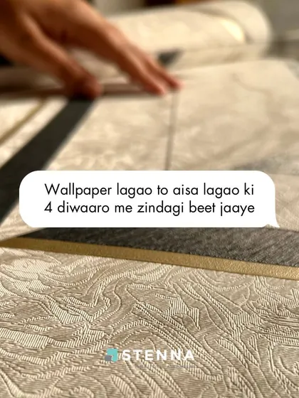 A testament to our quality. This image humorously suggests our wallpapers are so beautiful, you could spend a lifetime within your four walls. We focus on creating spaces you'll love for years to come.