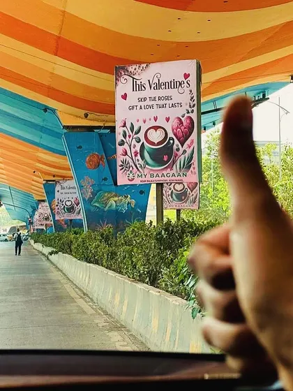 Someone giving a thumbs-up to our Valentine's billboard. We love seeing our community engage with our fun campaigns around the city.