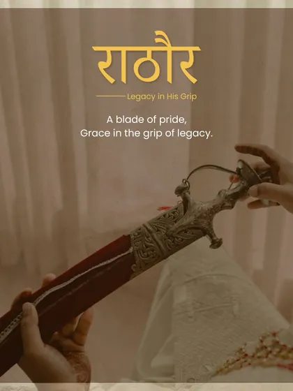 "Legacy in His Grip." This creative shot focuses on the sword, a symbol of Rathor heritage. It's a powerful detail that tells a story of family pride and tradition.