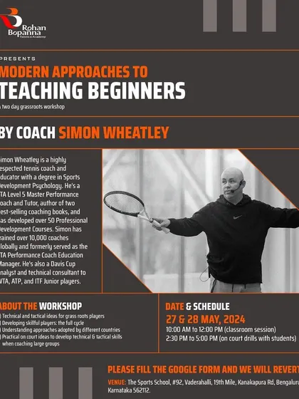 An announcement for our "Modern Approaches to Teaching Beginners" workshop by Coach Simon Wheatley. We are committed to educating the wider coaching community to elevate grassroots tennis.