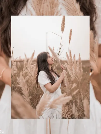 A beautiful portrait of the bride-to-be in a field of pampas grass, creating a soft and dreamy look.