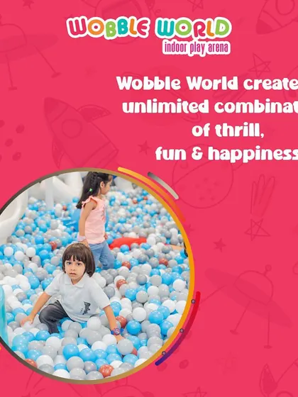 A combination of thrill, fun, and happiness. This child's expression in the ball pit perfectly captures the Wobble World experience.