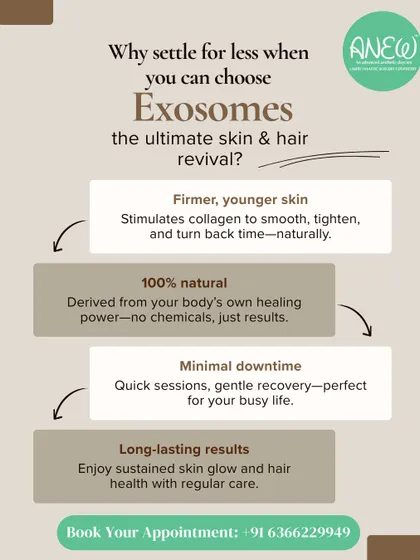 Exosome therapy is a cutting-edge revival treatment for both skin and hair. Derived from your body's own healing power, it stimulates collagen and regenerates cells for long-lasting results with minimal downtime.