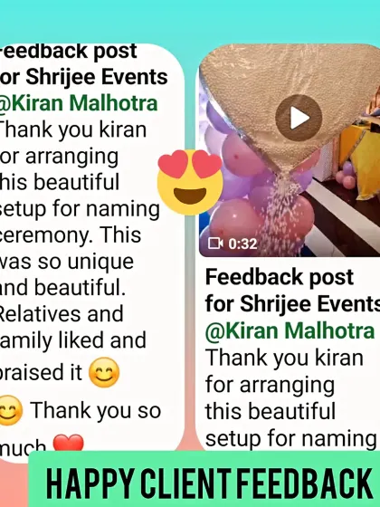A lovely feedback post from a client who was thrilled with the "unique and beautiful" setup I created for a naming ceremony.