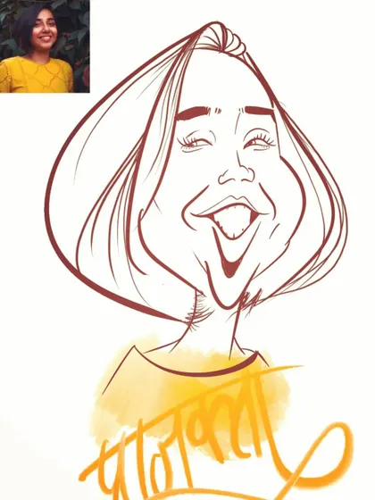 A digital caricature of the hugely popular YouTuber and actress, Prajakta Koli, also known as MostlySane.