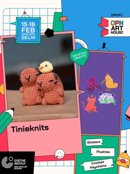 I often create custom digital art for event announcements, like this one for Opn Art House. This collage features my crochet work and digital character illustrations, giving a sneak peek of the stickers, plushies, and crochet keychains I offer.
