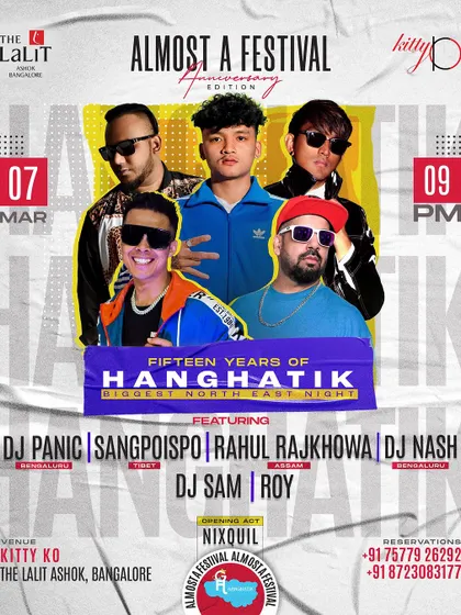 The lineup for the 15-year anniversary of Hanghatik's "Biggest Northeast Night". I was proud to feature and perform alongside artists from Assam and Tibet.