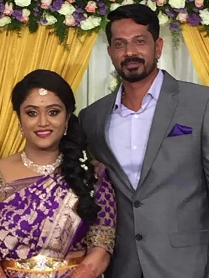 Mr. Charan and Mrs. Ankitha Charan, a lovely couple who found each other through my matrimonial service.