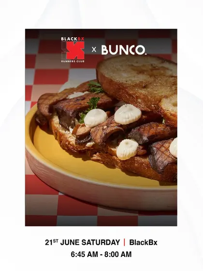 We're heading back outside. Join our coaches at Cubbon Park and fuel up with our partner Bunco post-run.