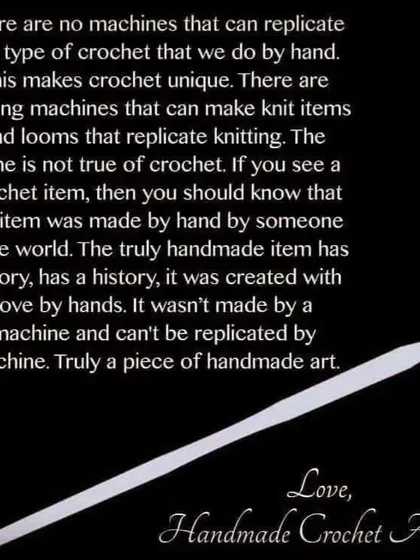 A powerful reminder of what makes crochet so special. There are no machines that can do what we do by hand. Every piece is truly a work of art with a history.