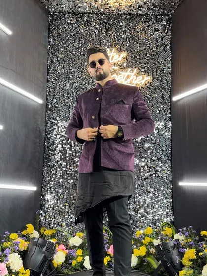 A confident pose in my modern ethnic wear, ready to take the stage.