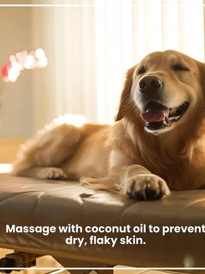 During winter, your dog's skin can get dry and flaky. A gentle massage with coconut oil is a great way to moisturize their skin and keep their coat healthy.