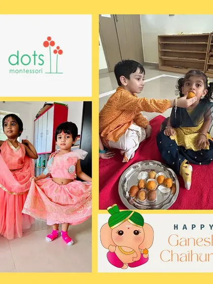 Sharing is a key part of any festival. Here, a child offers a sweet to his friend during our Ganesh Chaturthi celebration, practicing kindness and generosity.