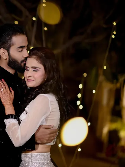 A tender moment from Aman and Himanshi's destination engagement in Orchha.