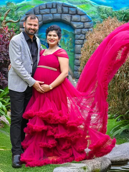 The full effect of a flying gown toss outdoors. This technique adds so much drama and movement to the portrait, making it truly spectacular.