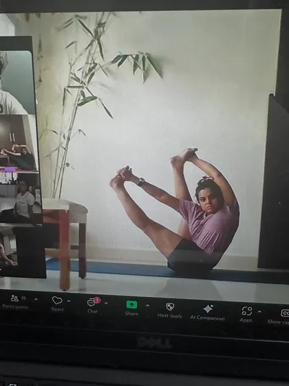 A screenshot from our online teachers' practice class. Even advanced practitioners can benefit from guided sessions and community energy.