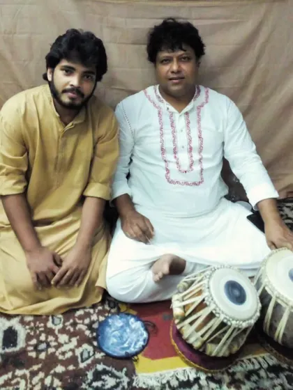With my Guruji, the late Pandit Shubhankar Banerjee. Everything I am is because of him. This picture represents the foundation of my musical journey and the guru-shishya parampara I hold sacred.