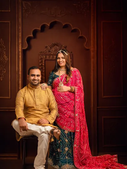 A happy and relaxed couple's portrait, capturing their easy chemistry and shared joy.