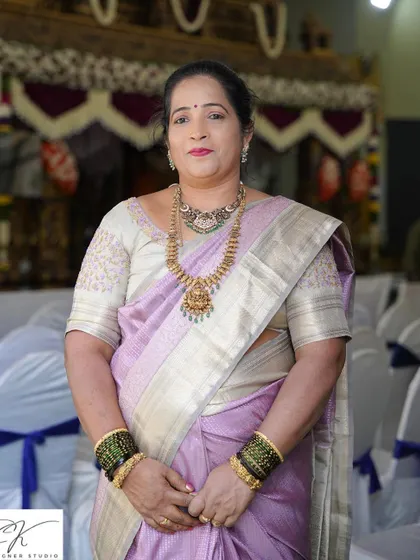 This client looked absolutely regal. The makeup was designed to complement her beautiful features and the elegance of her silk saree for the family function.