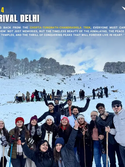 On Day 4, you arrive back in Delhi with a heart full of memories from the Chopta-Tungnath-Chandrashila trek.