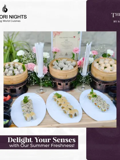 Delight your senses with our summer freshness. This display features a collaboration with The Chaat Story, showcasing light and refreshing dim sum and sushi rolls perfect for the season.