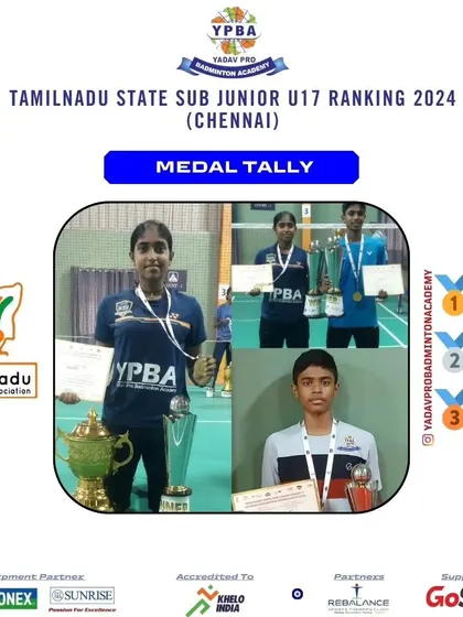 These posters highlight the consistent success of my junior and sub-junior players across various state-level tournaments in Karnataka, Tamil Nadu, and Assam, showcasing their achievements in singles and doubles categories.