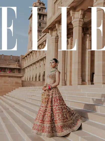 A stunning bridal portrait on the steps of the palace, as featured in ELLE magazine. We coordinate with photographers to capture these iconic, magazine-worthy shots.