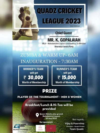 The official announcement for our 3rd Annual Quadz Cricket League. We offer big prizes and a day of fun, food, and friendly competition for our members.