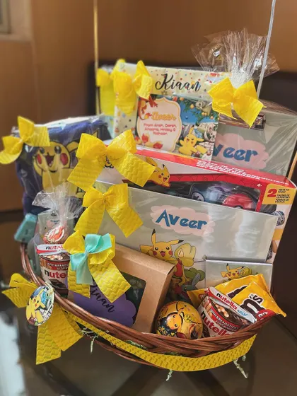 The complete Pokémon hamper, a vibrant and exciting gift designed to make a young fan's birthday unforgettable.