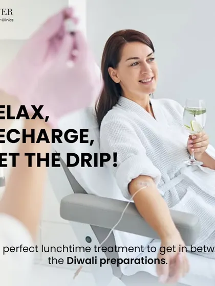 In the middle of hectic Diwali preparations, take a moment to relax, recharge, and get the drip. It's the perfect lunchtime treatment to ensure you're glowing through the festive season.