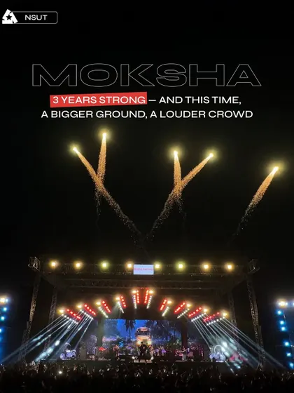 Three years strong at NSUT's Moksha festival. We managed the production on a bigger ground for a louder crowd, complete with a spectacular fireworks finale.