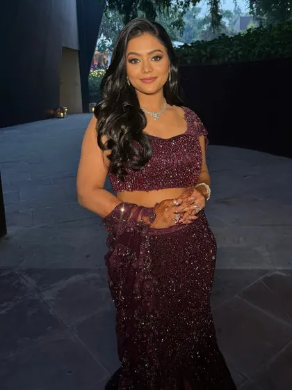 Glowing in love! Himanshi, the perfect epitome of radiant glam, ready for her Roka. Her beauty shines brighter than ever.