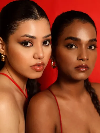 A powerful editorial shot celebrating beauty in all its shades. I created two distinct but complementary looks that are strong, fierce, and beautiful.