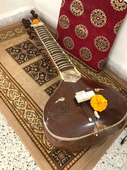 My sitar after the Vijayadashami pooja. It is not just an instrument but a sacred part of my life.