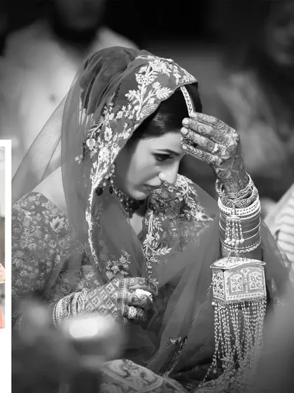 A lifetime of togetherness begins with this magical moment. An emotional black and white shot of a Sikh bride during the Anand Karaj ceremony.