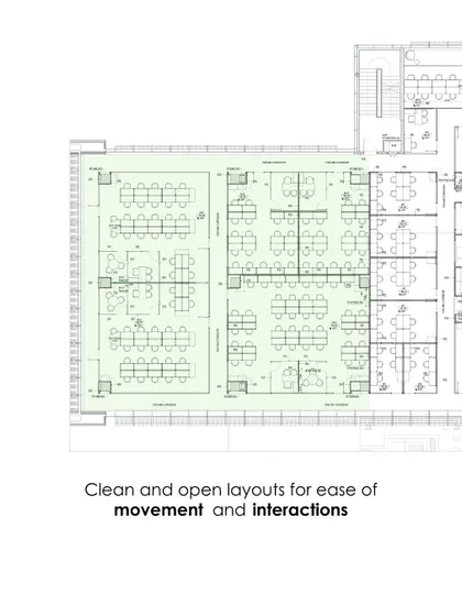 A floor plan illustrating how clean and open layouts facilitate movement and interaction. This technical drawing demonstrates our philosophy of designing for flow, function, and flexibility to enhance the user's daily experience.