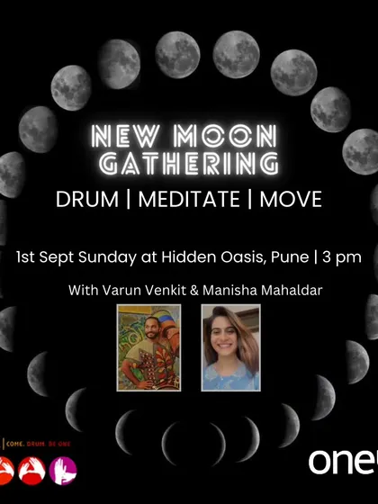 Our 'New Moon Gathering: Drum | Meditate | Move' is a transformative experience. We use the energy of the new moon to set intentions through a powerful combination of guided drumming, meditation, and movement.