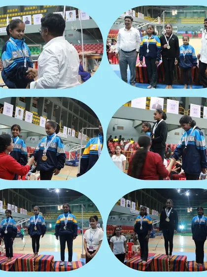 A collage from the Dasara Gymnastics Competition in Mysuru. Our team had a successful run, winning medals in both artistic and aerobic events.