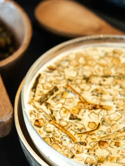 A creamy okra curry, showcasing how I can present traditional Indian vegetables in different ways, from crispy snacks to rich, comforting main dishes for a wedding feast.