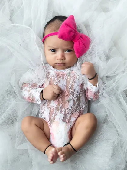 A strong and serious look from this little one. It's amazing to see such a big personality in such a tiny baby.