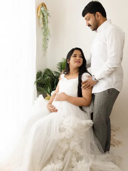 For her second look, Rakshita wore this angelic white gown. I adjusted the makeup slightly to create a lighter, airier feel that matched the soft, dreamy aesthetic.